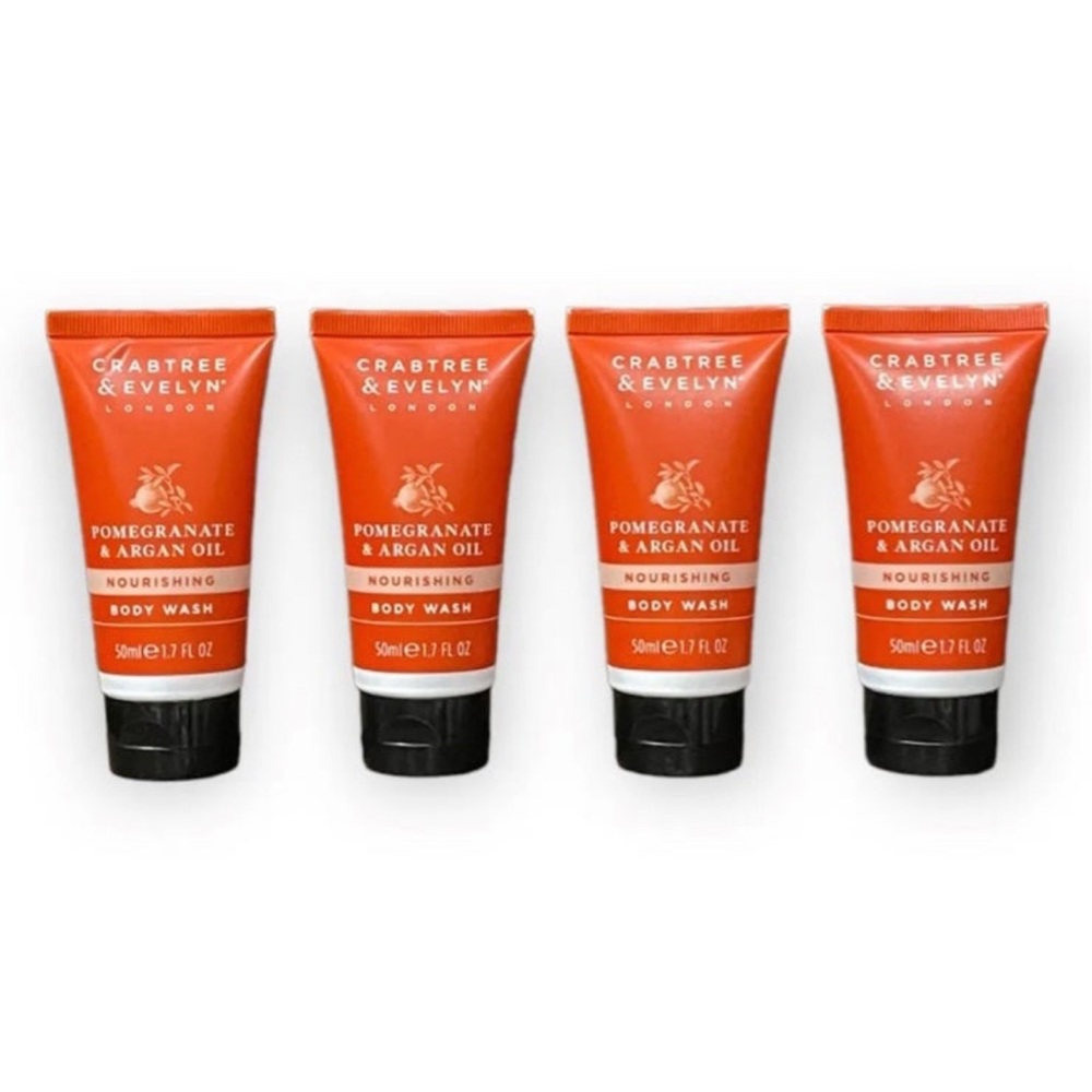 Crabtree & Evelyn Pomegranate & Argan Oil Body Wash Travel Size 1.7 oz Lot Of 4